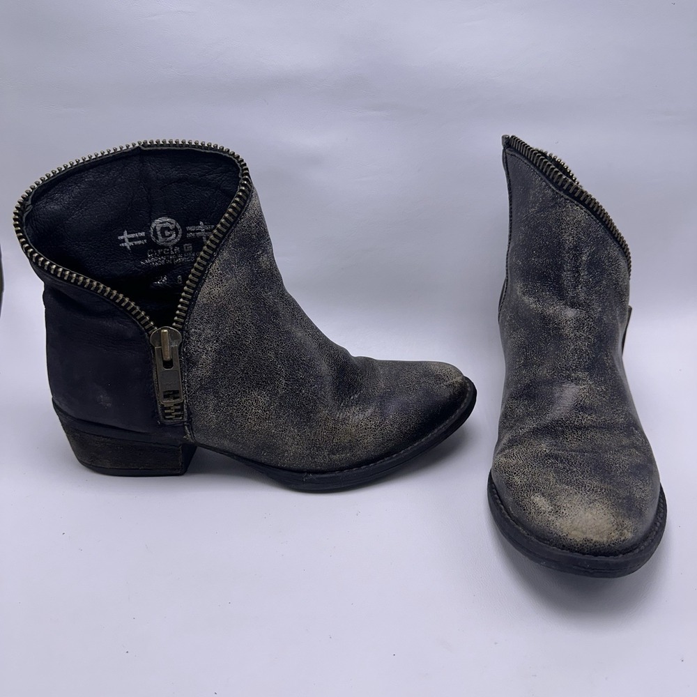 Circle G E1224 Distressed Leather Ankle‎ Boots Dip Zipper Women's Size 8